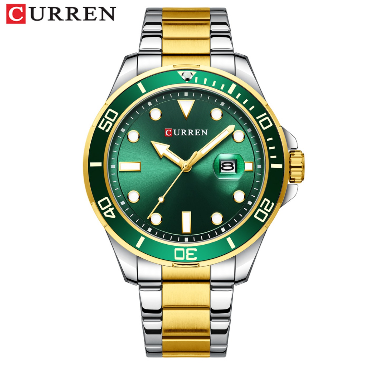Luxury Watch Green - CURREN ซีรีส์น้ำเขียวกรีนวอเตอร์โกสท์ใหม่แบรนด์นาฬิกาหรูระดับไฮเอนด์นาฬิกาอัตโนมัติผู้ชายเหล็กทั้งหมดนาฬิกาควอทซ์กันน้ำของขวัญ