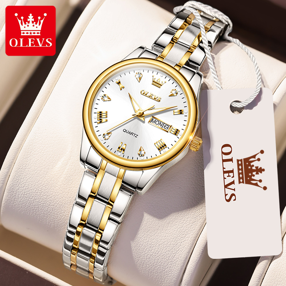Luxury Watch Moon Phase - OLEVS 5563นาฬิกาควอตซ์ผู้หญิงแฟชั่นใหม่กันน้ำหรูหราคลาสสิกนาฬิกาสายสแตนเลสนาฬิกาข้อมือผู้หญิง