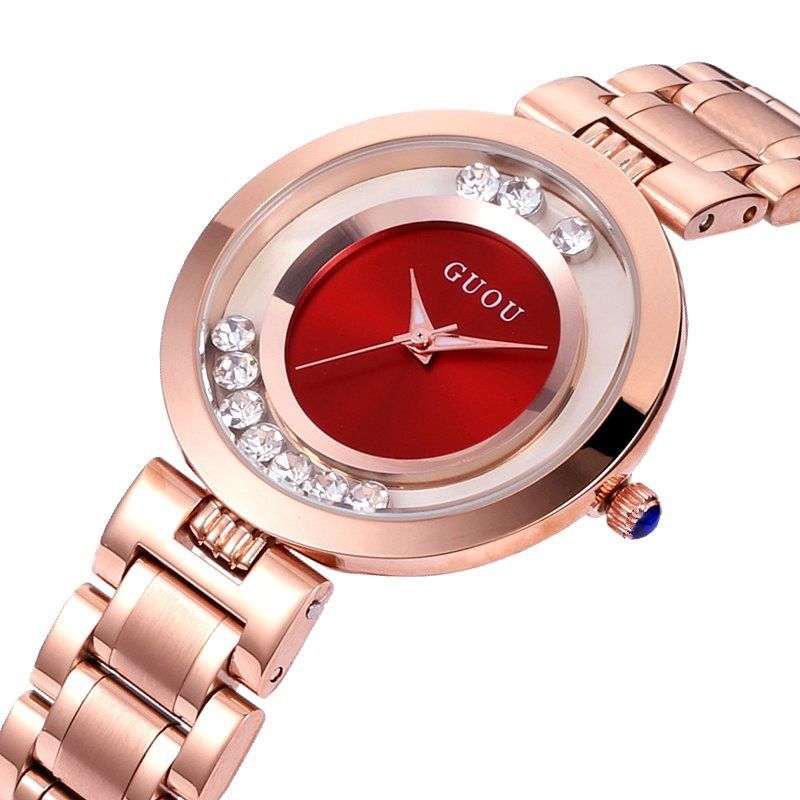 Luxury Watch Top 10 - นาฬิกาข้อมือลำลองแฟชั่นสไตล์ผู้หญิงมีแบรนด์ Guou สร้อยข้อมือสุดหรูสำหรับผู้หญิงนาฬิกาข้อมือผู้หญิงนาฬิกาประดับพลอยเทียมทองคำสีกุหลาบ