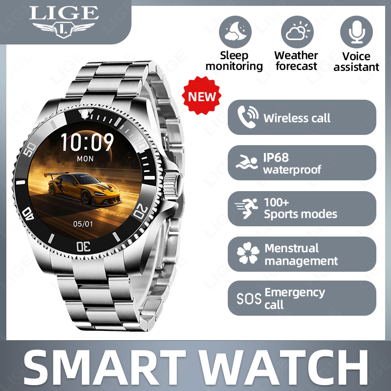 Luxury Watch In The World - LIGE ธุรกิจสมาร์ทวอทช์ผู้ชายหรูหรากีฬานาฬิกาผู้ชาย 1.27 ''หน้าจอ HD ตัวติดตามฟิตเนสกันน้ำบลูทูธสมาร์ทวอทช์