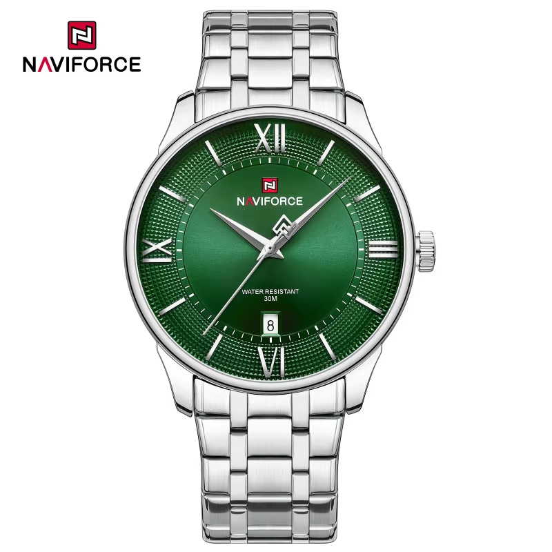 Quiet Luxury Watch Men - นาฬิกาข้อมือผู้ชาย NAVIFORCE แฟชั่นควอตซ์เรียบง่าย กันน้ำ พร้อมระบบบอกวันที่อัตโนมัติ สายสแตนเลส