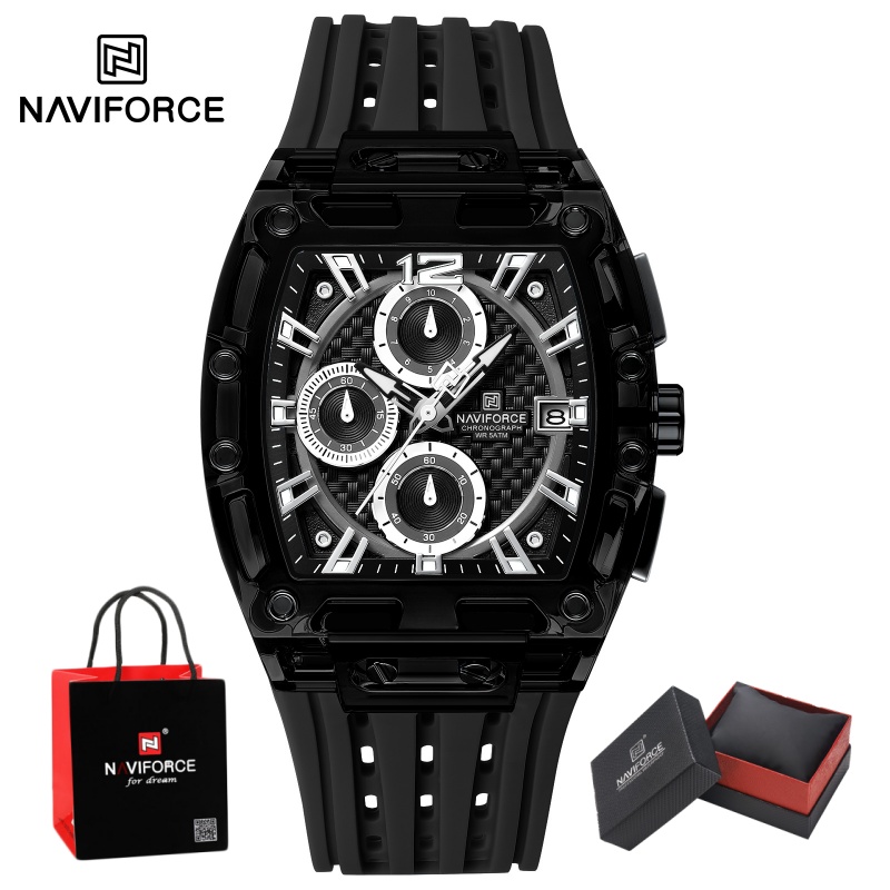 Luxury Watch Gift Box - นาฬิกาข้อมือผู้ชาย NAVIFORCE 5ATM กันน้ำ ควอตซ์ โครโนกราฟ
