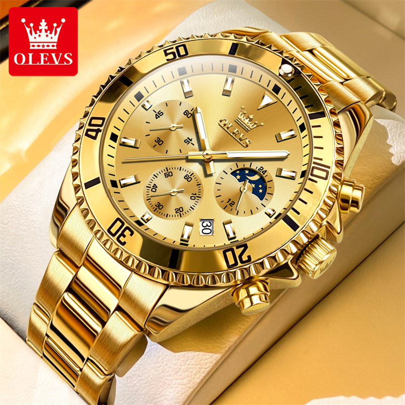 Zen Luxury Watch - OLEVS นาฬิกาผู้ชายแบรนด์ชั้นนำหรูหรานาฬิกาทหารควอตซ์สีทองกันน้ำวันที่สแตนเลสเรืองแสงนาฬิกาผู้ชาย reloj