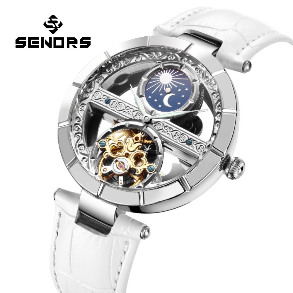 Luxury Watch Moon Phase - นาฬิกากลไกทัวร์บิลอนโครงกระดูกกันน้ำสำหรับผู้หญิงหรูหรานาฬิกากลไกสวยงาม