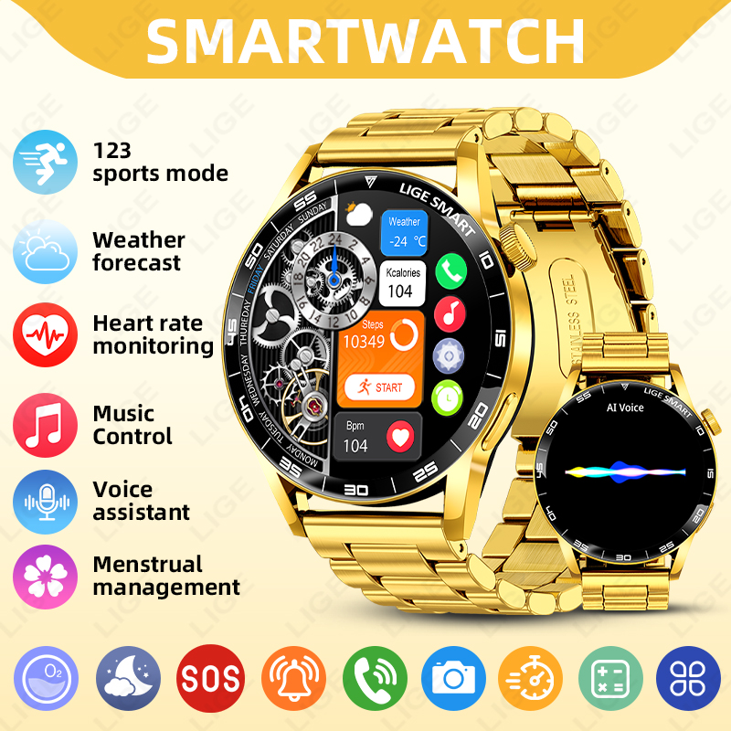 Luxury Watch In The World - นาฬิกาอัจฉริยะ LIGE รุ่นหรูหรา สำหรับผู้ชายและผู้หญิง รองรับการโทรผ่านบลูทูธ นาฬิกาข้อมือผู้ชาย
