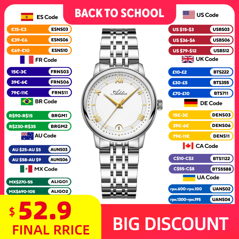 Luxury Watch Gift Box - ADDIES ใหม่หรูหราผู้หญิง'นาฬิกา GM12 กระจกแซฟไฟร์ 316L สแตนเลส