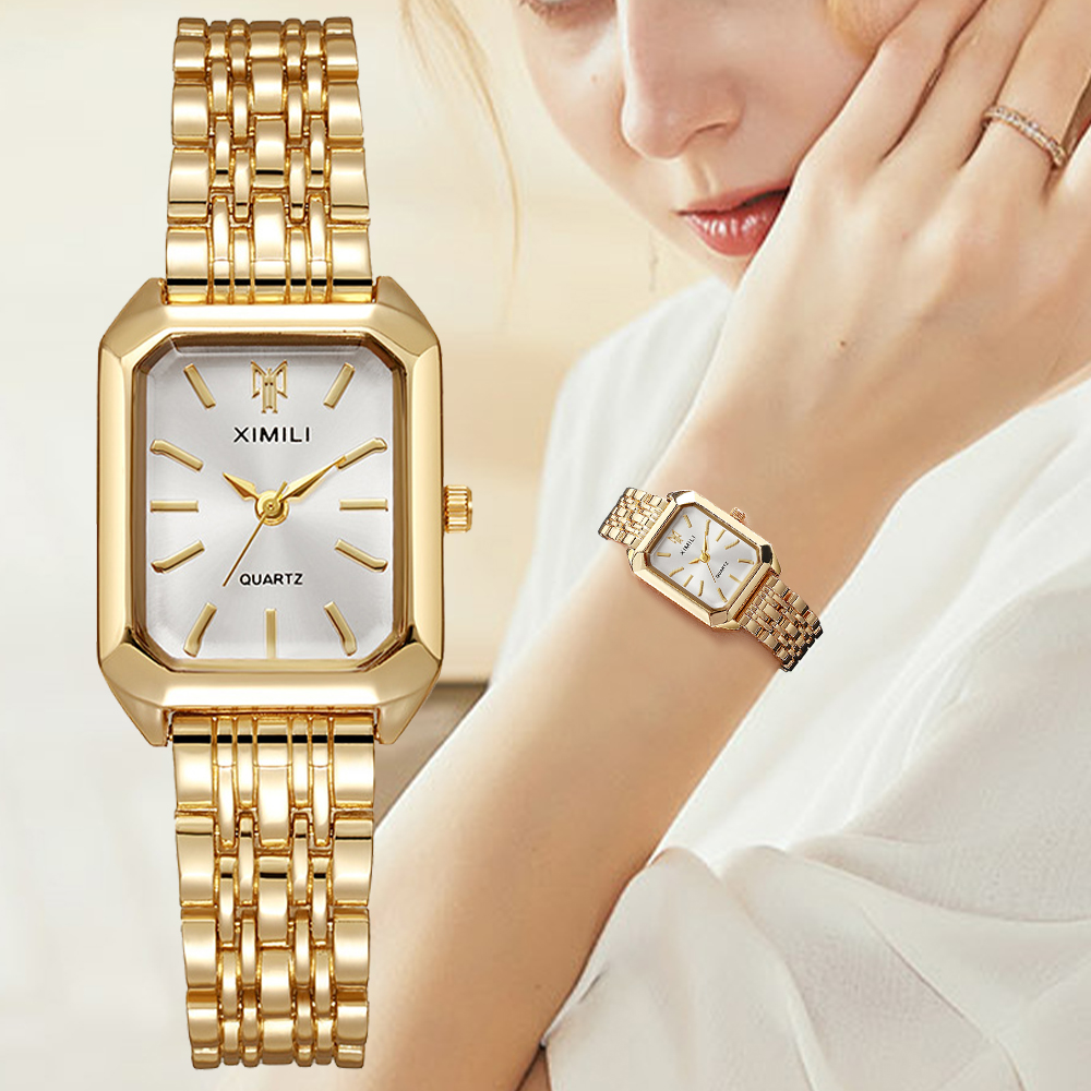 Luxury Watch Lady - ผู้หญิงหรูหรานาฬิกาแฟชั่นสี่เหลี่ยมผืนผ้าสุภาพสตรีสตีลควอตซ์นาฬิกา Reloj Mujer Relogio Feminino หญิงนาฬิกาของขวัญ