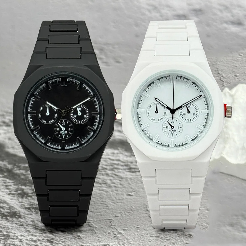 Zen Luxury Watch - แบรนด์ที่มีชื่อเสียงนาฬิกาข้อมือแฟชั่นผู้หญิงสามตาปลอม นาฬิกาควอตซ์ สายพลาสติก นาฬิกาข้อมือสุภาพสตรี นาฬิกาหรูหรา