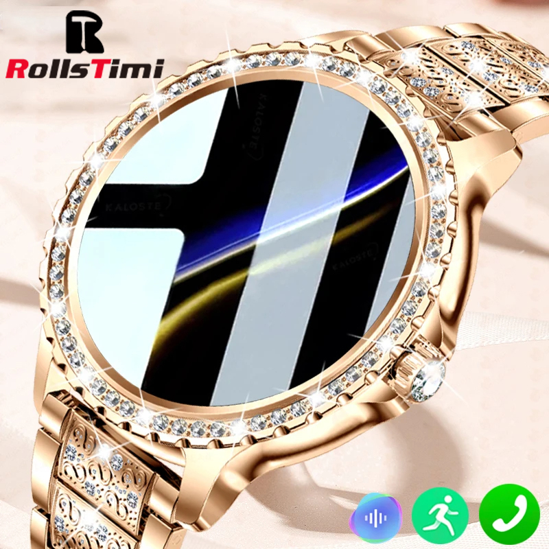 Luxury Watch In The World - แฟชั่นผู้หญิงทองหรูหรานาฬิกาสมาร์ท Heart Rate เลือดออกซิเจนการตรวจสอบการนอนหลับสร้อยข้อมือเพชร Bluetooth Smartwatch