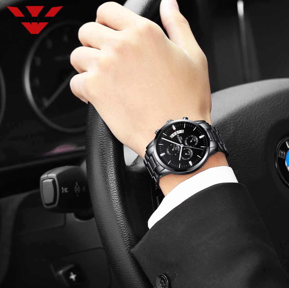 NIBOSI สแตนเลสสีดำนาฬิกาควอตซ์ - Luxury Watch Top 10 บทวิจารณ์และราคา