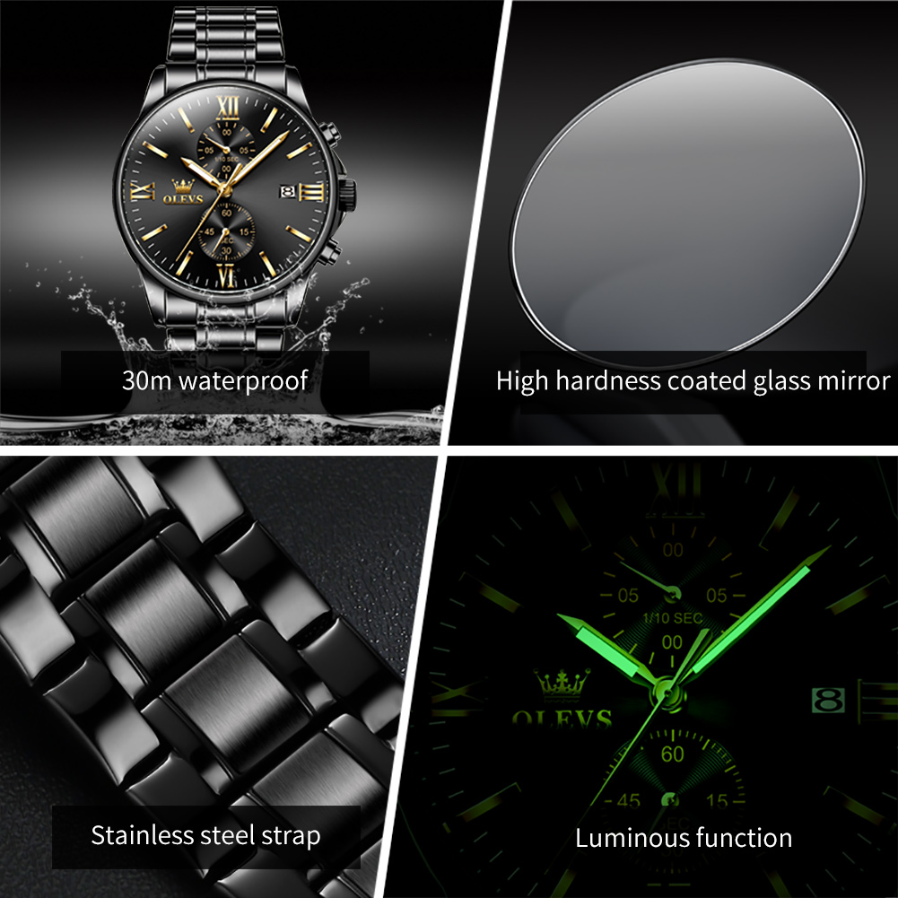 OLEVS 2886 คลาสสิกสีดําควอตซ์น - Zen Luxury Watch บทวิจารณ์และราคา