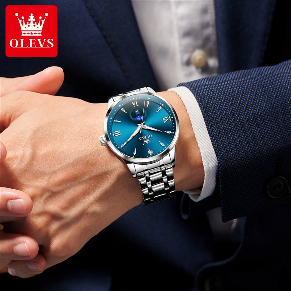 OLEVS มูนเฟสนาฬิกาผู้ชายปฏิทิน - Luxury Watch Moon Phase บทวิจารณ์และราคา