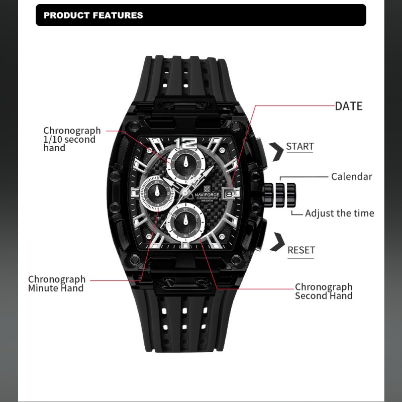นาฬิกาข้อมือผู้ชาย NAVIFORCE 5 - Luxury Watch Gift Box บทวิจารณ์และราคา