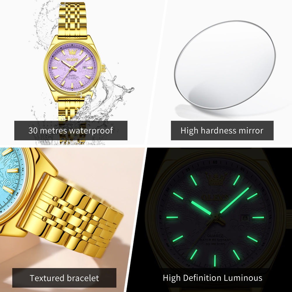 นาฬิกา OLEVS แบรนด์หรู สีทอง ส - Luxury Watch Green บทวิจารณ์และราคา