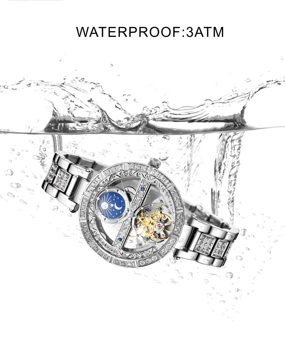 นาฬิกากลไกทัวร์บิลอนโครงกระดูก - Luxury Watch Moon Phase บทวิจารณ์และราคา