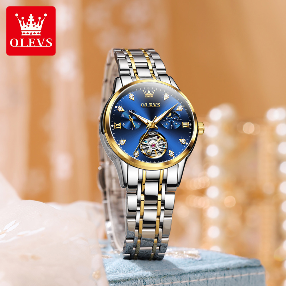 OLEVS นาฬิกาข้อมือสตรีหรูหราสไ - Luxury Watch Moon Phase บทวิจารณ์และราคา