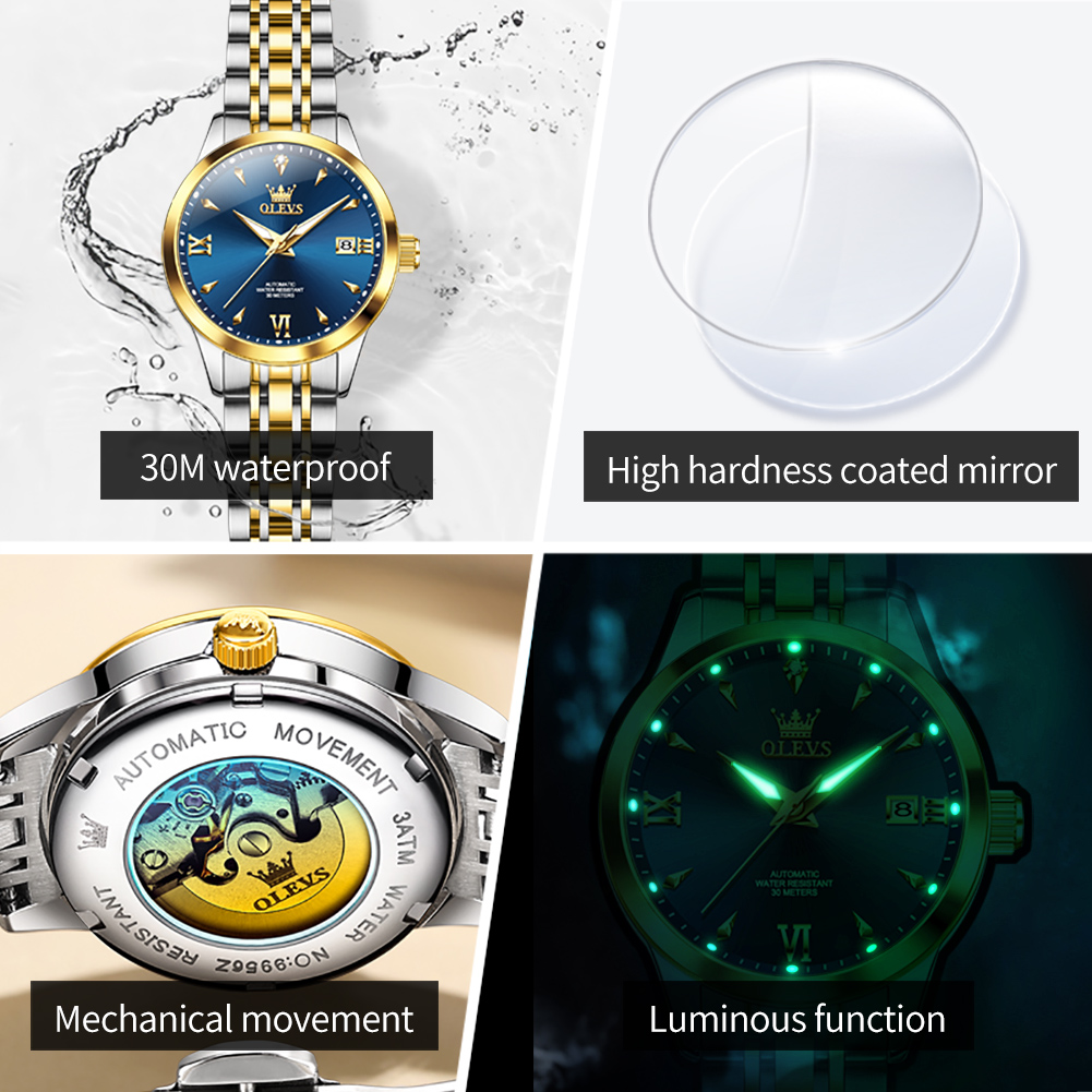 นาฬิกา OLEVS 9956 สำหรับผู้หญิ - Luxury Watch Moon Phase บทวิจารณ์และราคา