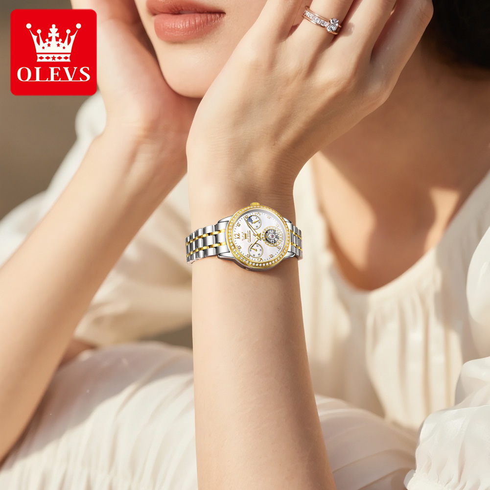 นาฬิกาอัตโนมัติ OLEVS สำหรับผู - Luxury Watch Moon Phase บทวิจารณ์และราคา