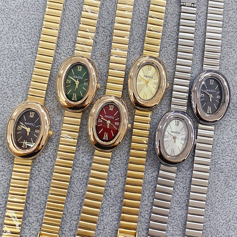 นาฬิกาควอตซ์ผู้หญิงทรงรีสีทองแ - Luxury Watch Green บทวิจารณ์และราคา