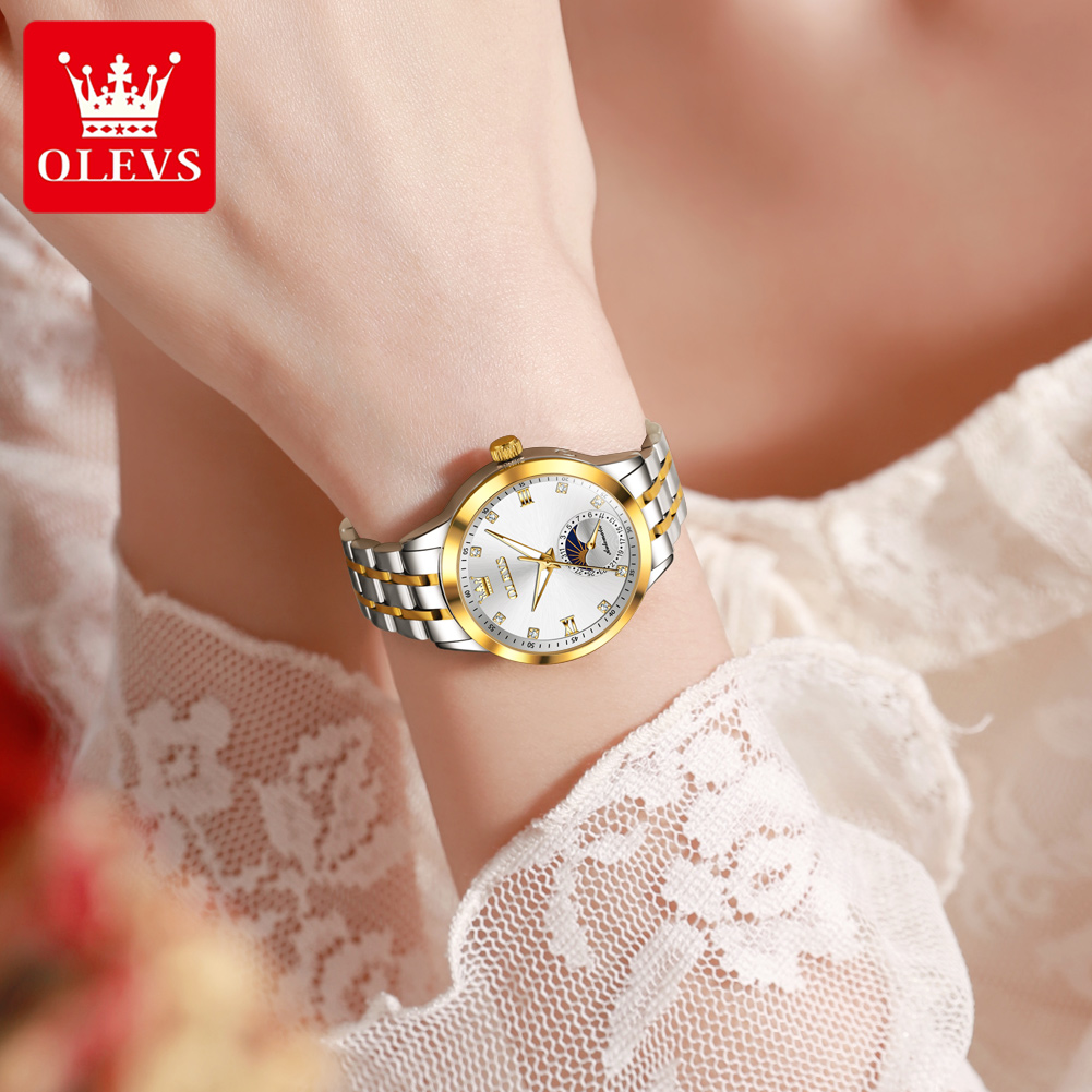 นาฬิกา OLEVS 7041 Elegance Moo - Luxury Watch Moon Phase บทวิจารณ์และราคา