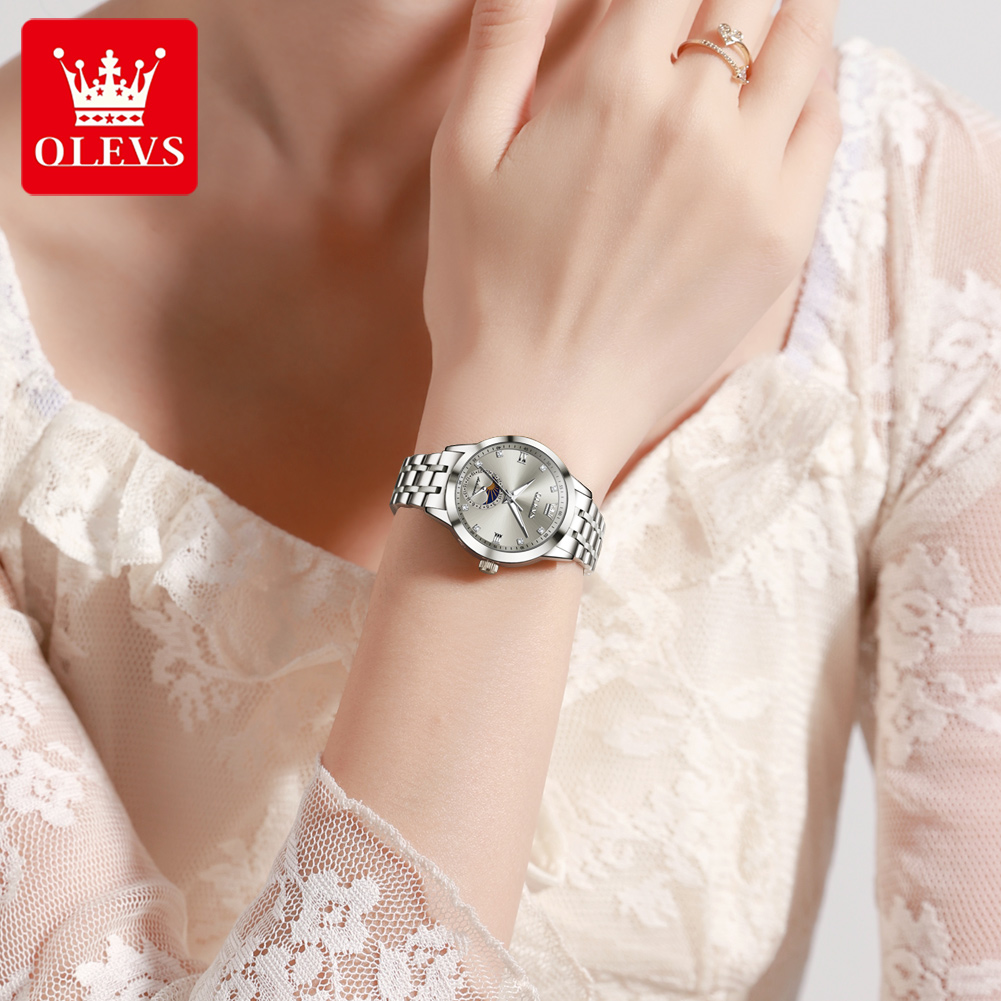 นาฬิกา OLEVS 7041 Elegance Moo - Luxury Watch Moon Phase บทวิจารณ์และราคา