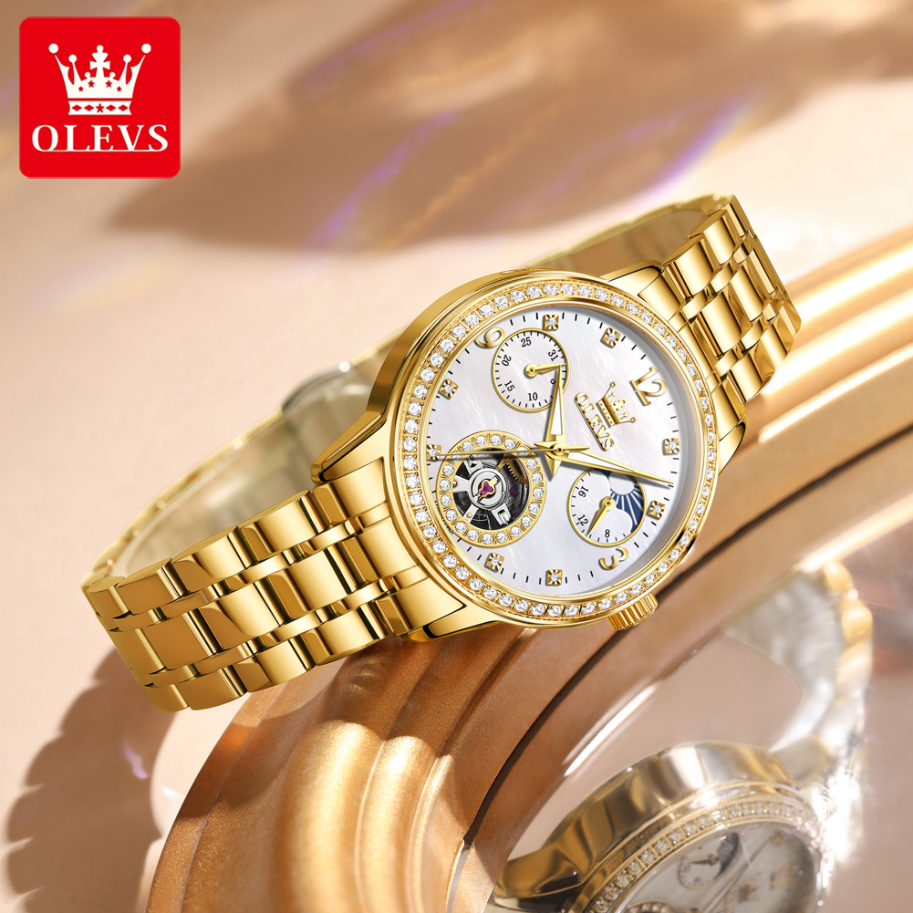 OLEVS 6750 นาฬิกาผู้หญิงอัตโนม - Luxury Watch Moon Phase บทวิจารณ์และราคา