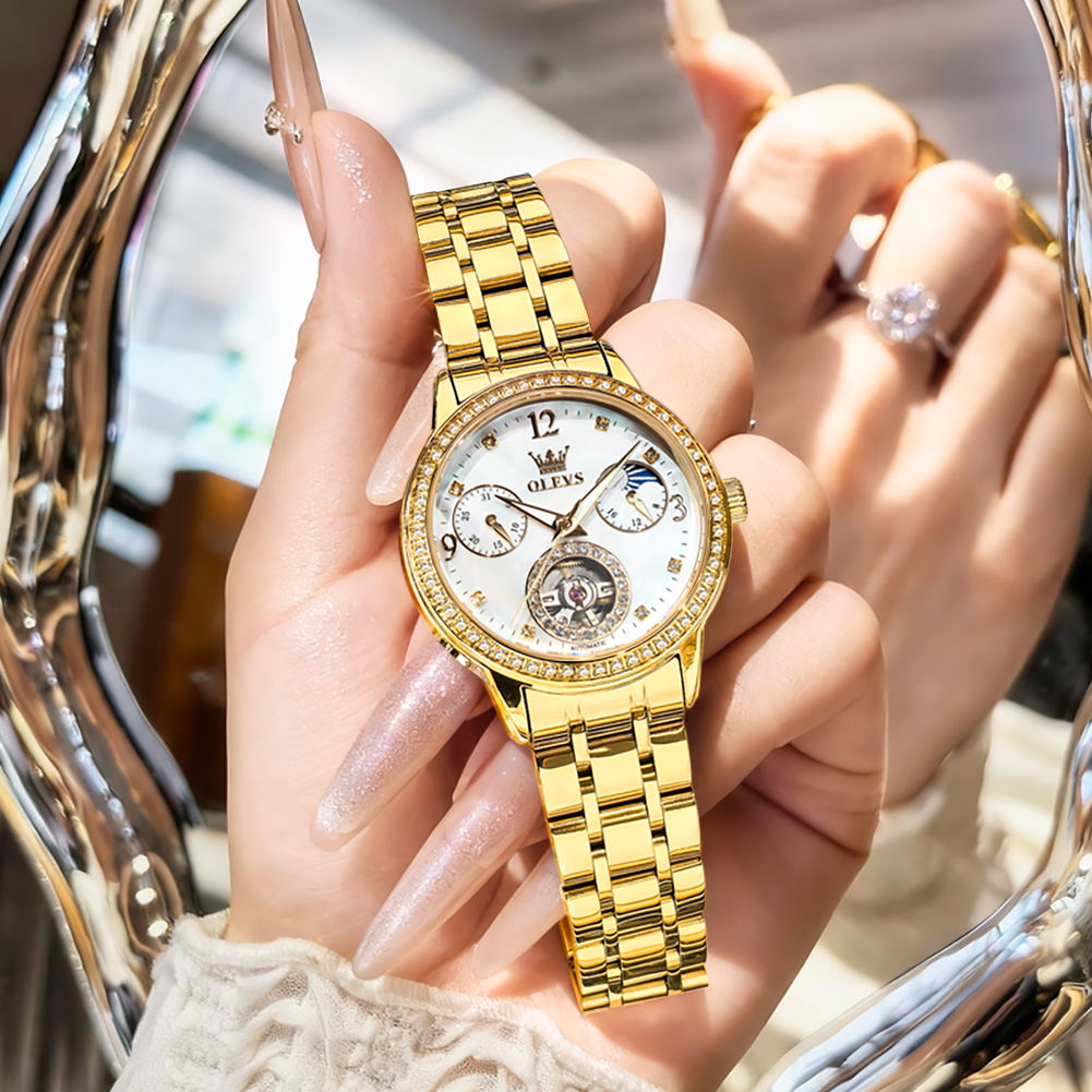 OLEVS 6750 นาฬิกาผู้หญิงอัตโนม - Luxury Watch Moon Phase บทวิจารณ์และราคา