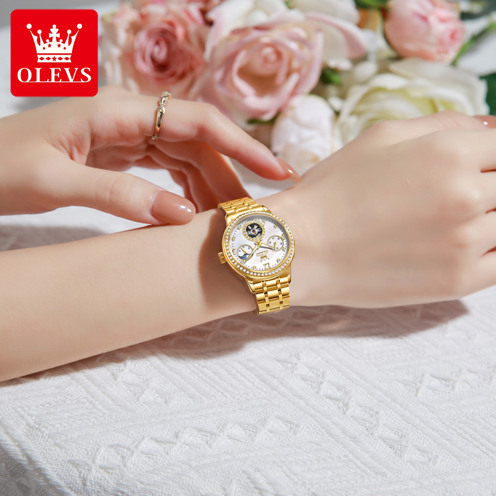 OLEVS 6750 นาฬิกาผู้หญิงอัตโนม - Luxury Watch Moon Phase บทวิจารณ์และราคา