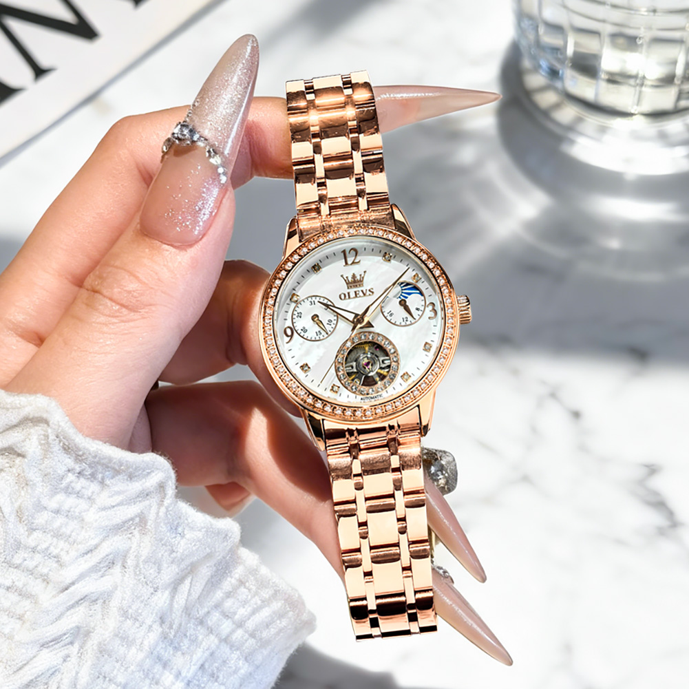 OLEVS นาฬิกาผู้หญิงแบรนด์ชั้นน - Luxury Watch Moon Phase บทวิจารณ์และราคา